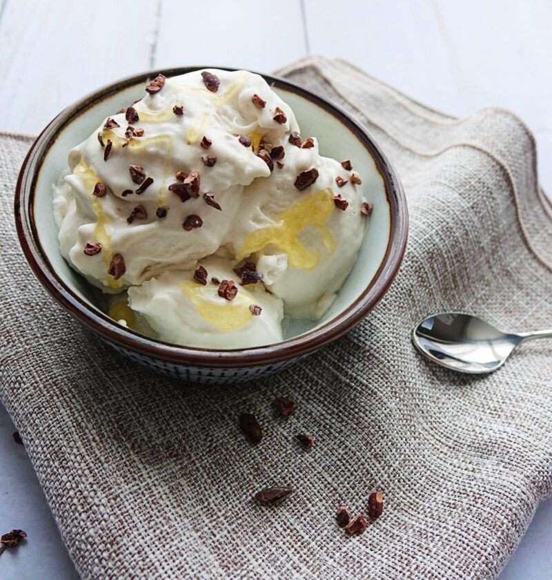 homemade coconut ice cream, without ice cream maker