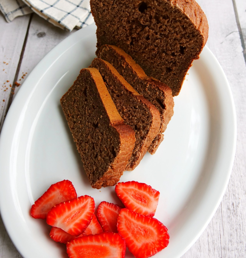 Strawberry bread with sliced strawberries