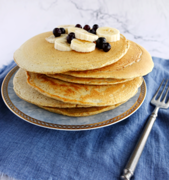 whole wheat breakfast pancakes with fruits